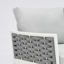 Sofa 2 plazas Walga aluminio blanco cojin gris claro
