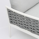 Sofa 2 plazas Walga aluminio blanco cojin gris claro