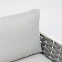 Sofa 2 plazas Walga aluminio blanco cojin gris claro