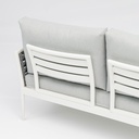 Sofa 2 plazas Walga aluminio blanco cojin gris claro