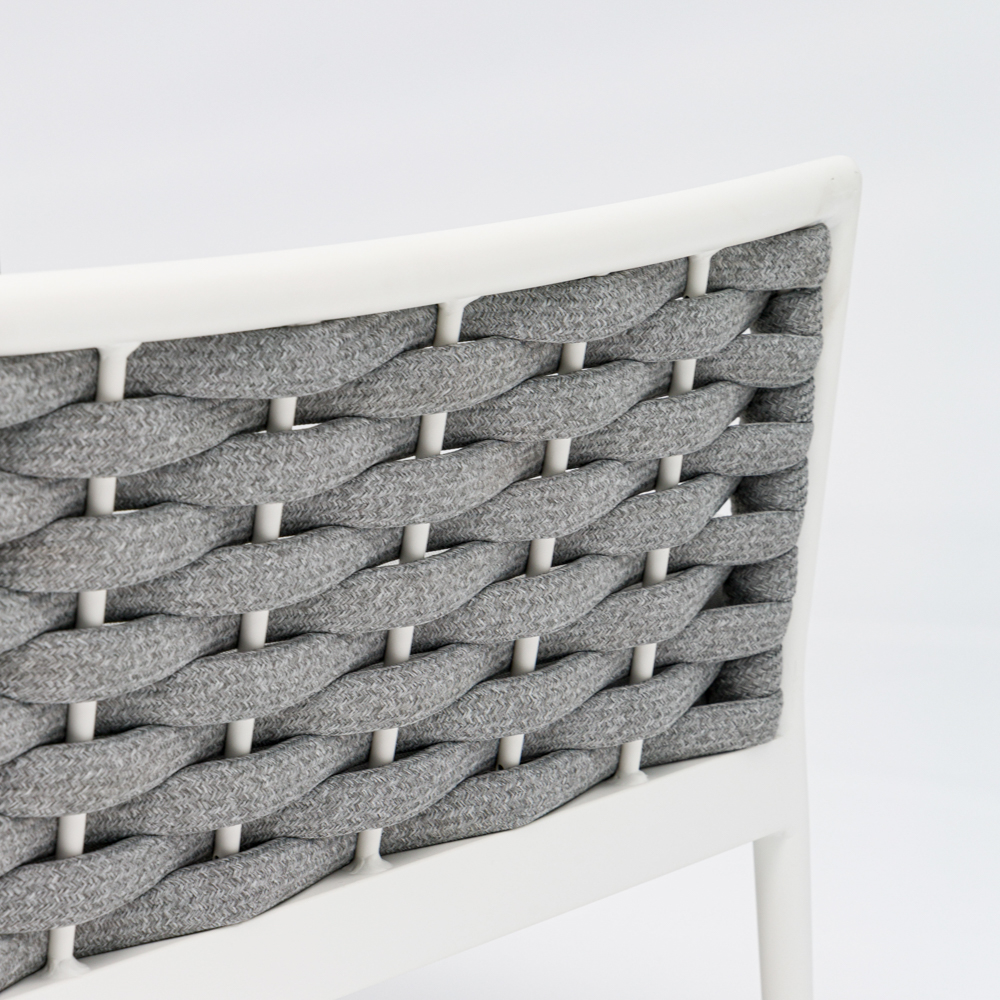 Sofa 2 plazas Walga aluminio blanco cojin gris claro