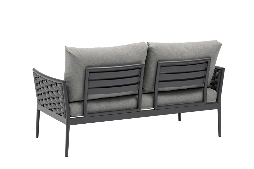 Sofa 2 plazas Walga aluminio antracita cojin gris medio