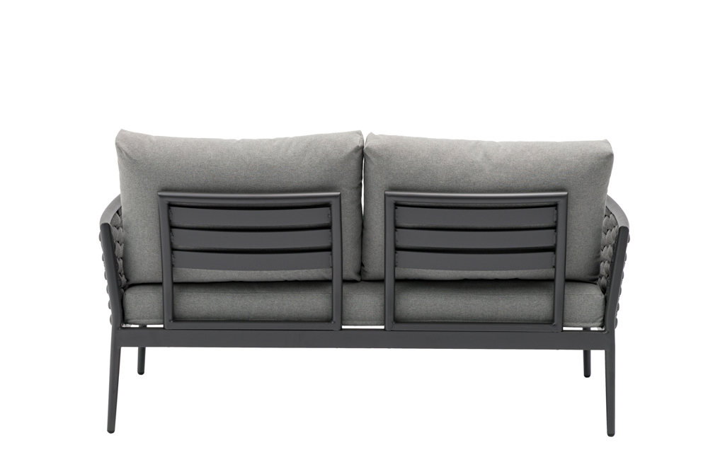 Sofa 2 plazas Walga aluminio antracita cojin gris medio