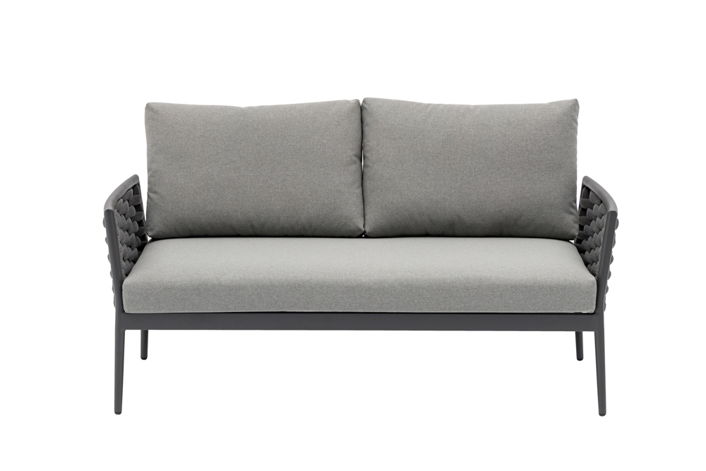 Sofa 2 plazas Walga aluminio antracita cojin gris medio