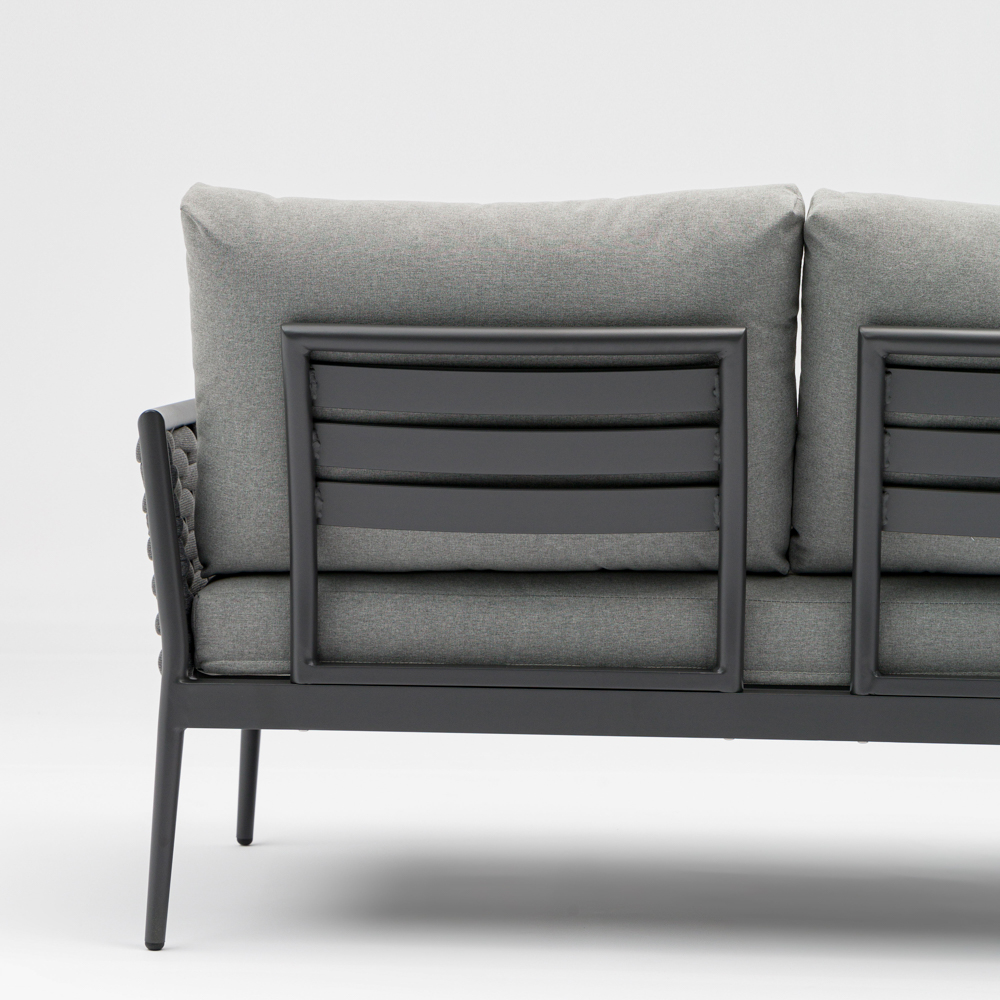 Sofa 2 plazas Walga aluminio antracita cojin gris medio
