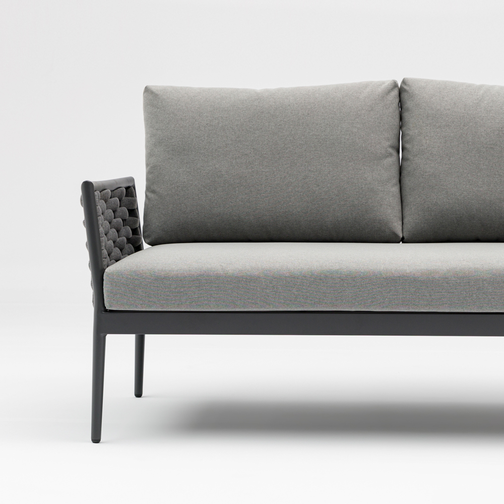Sofa 2 plazas Walga aluminio antracita cojin gris medio