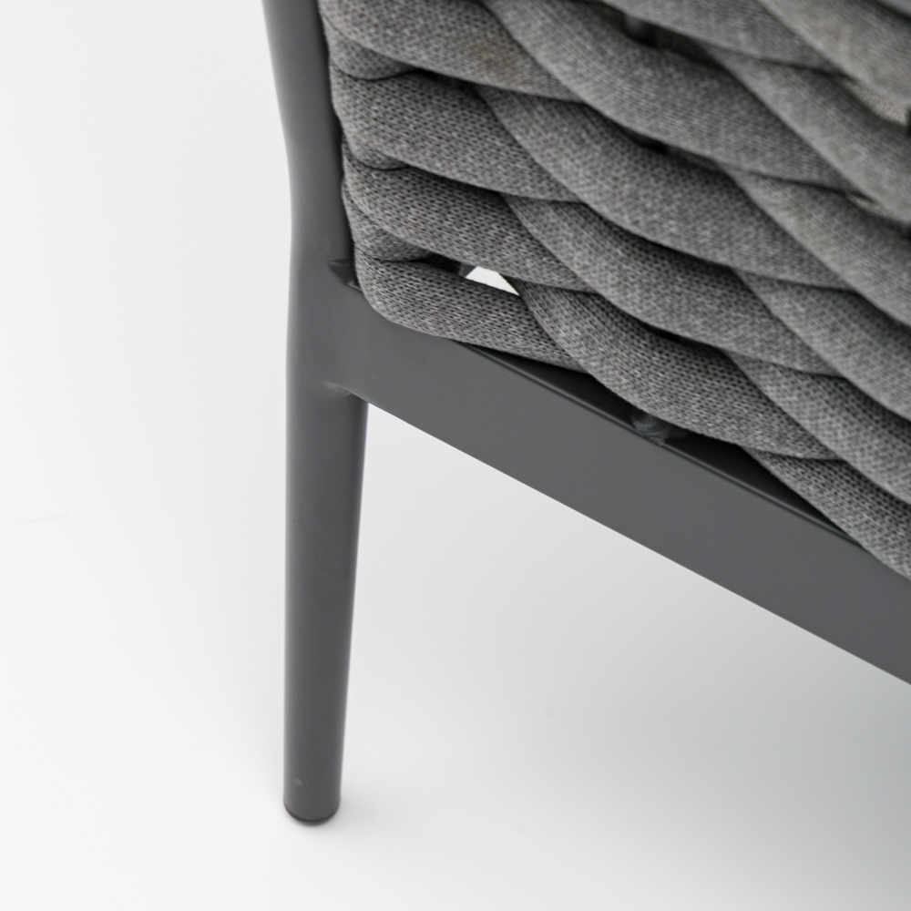 Sofa 2 plazas Walga aluminio antracita cojin gris medio
