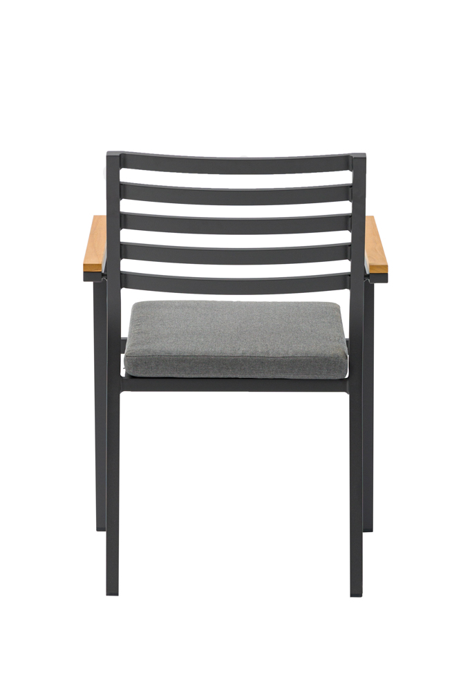 Silla de comedor broome, aluminio antracita  y teca 