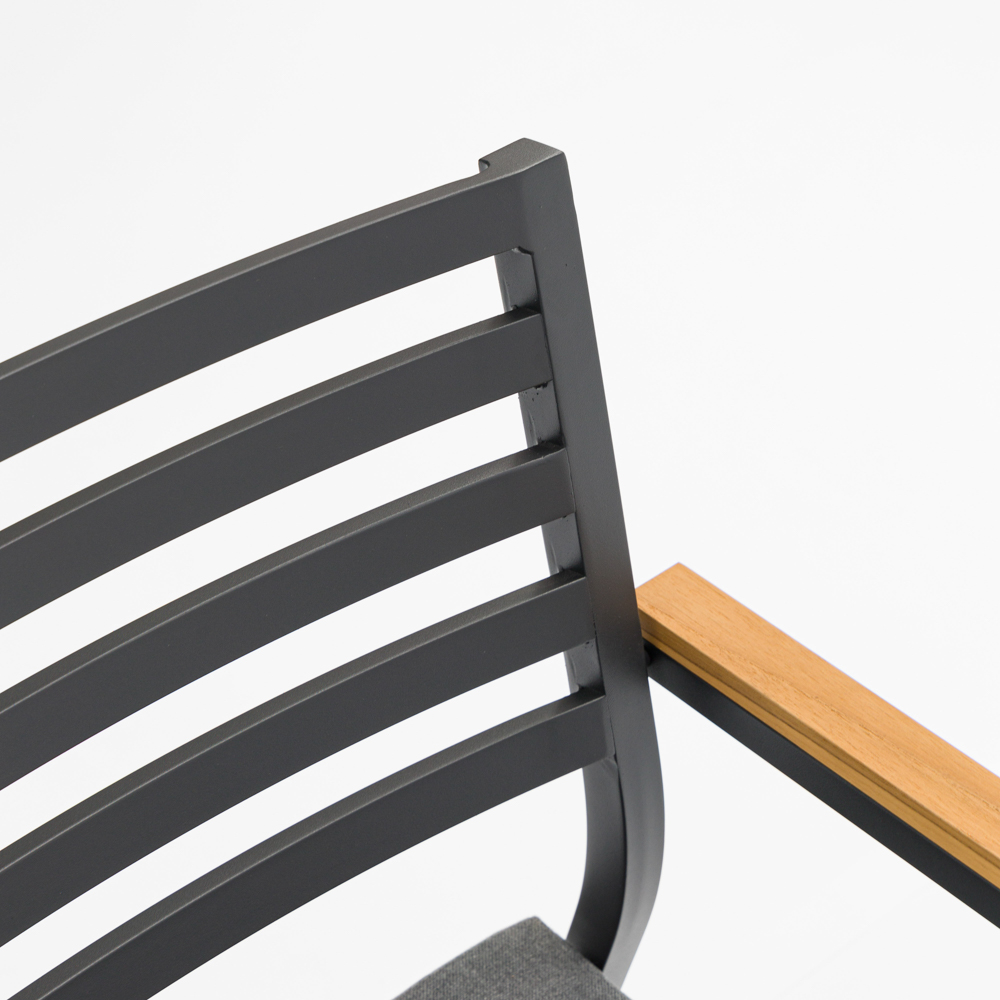 Silla de comedor broome, aluminio antracita  y teca 