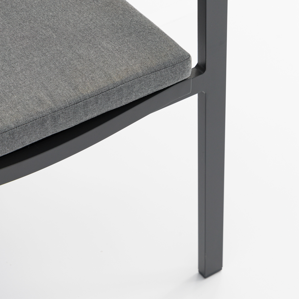 Silla de comedor broome, aluminio antracita  y teca 