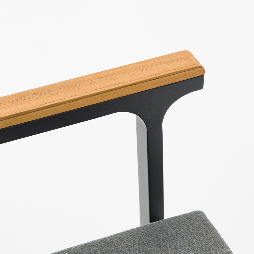 Silla de comedor broome, aluminio antracita  y teca 