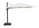 Parasol Kyoto rectangulaire 300 x 400 cm avec pied latéral et base remplissable de 150 kg.