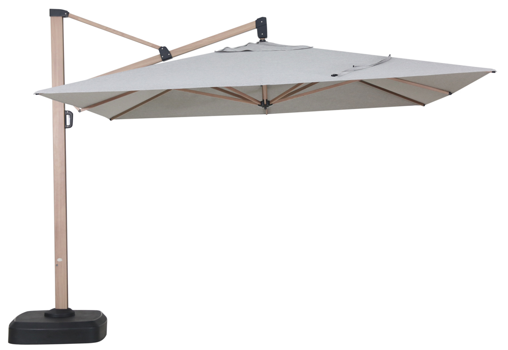 Sombrilla Mitras 350x350 cm pie lateral con base rellenable de 150 kg.