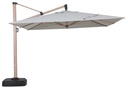Parasol Mitras 350 x 350 cm, pied latéral avec base remplissable de 150 kg.