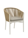 Fairlee chair with armrests in white aluminium and natural braiding