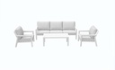Set de sofas Pakse 4pcs Aluminio blanco y cojineria Gris claro