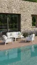 Set de sofas Pakse 4pcs aluminio blanco y cojinería gris claro