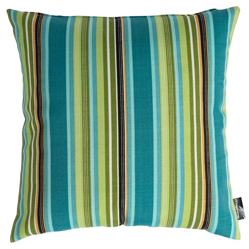 Coussin décoratif à rayures multicolores, 45x45x12 cm.