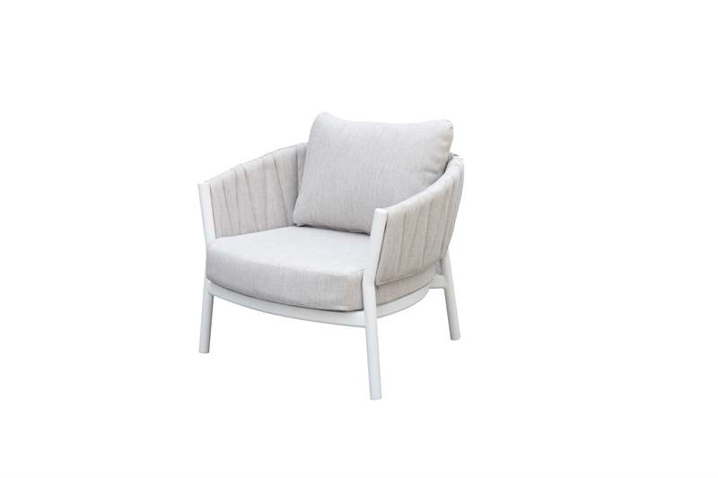 1 seater sofa Attica white aluminium and light grey fabric