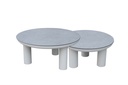 Lot de 2 tables basses Attica en aluminium blanc avec plateau en verre céramique gris