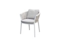 Dining armchair Attica white aluminium and light grey textile