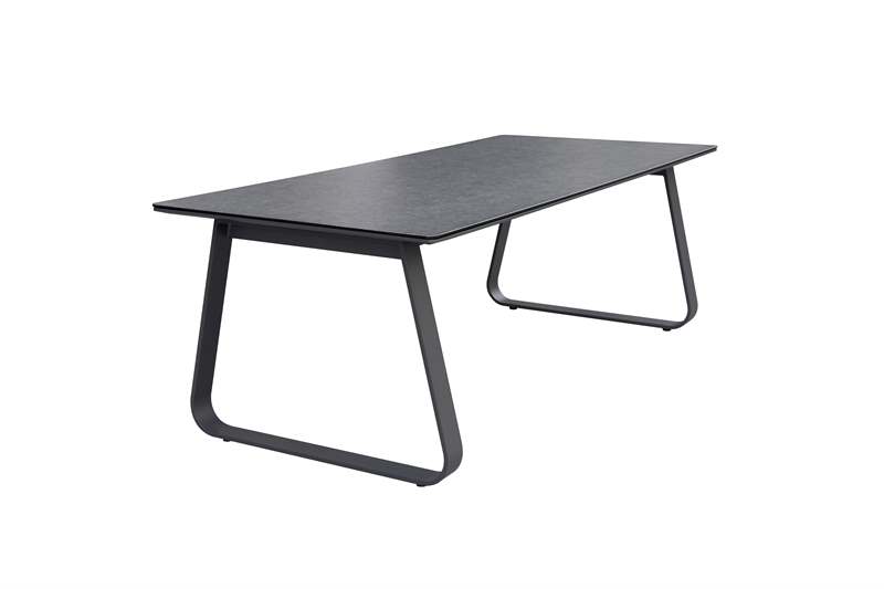 Mesa de comedor Babylon 220X100 cm aluminio antracita y cristal cerámico gris oscuro