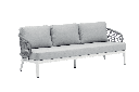Canapé 3 places Isabela aluminium blanc tissu gris clair