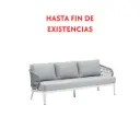 Sofá 3 plazas Isabela aluminio blanco textil gris claro