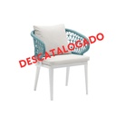 Sillon de comedor Isabela aluminio blanco y textil gris claro. (copia)
