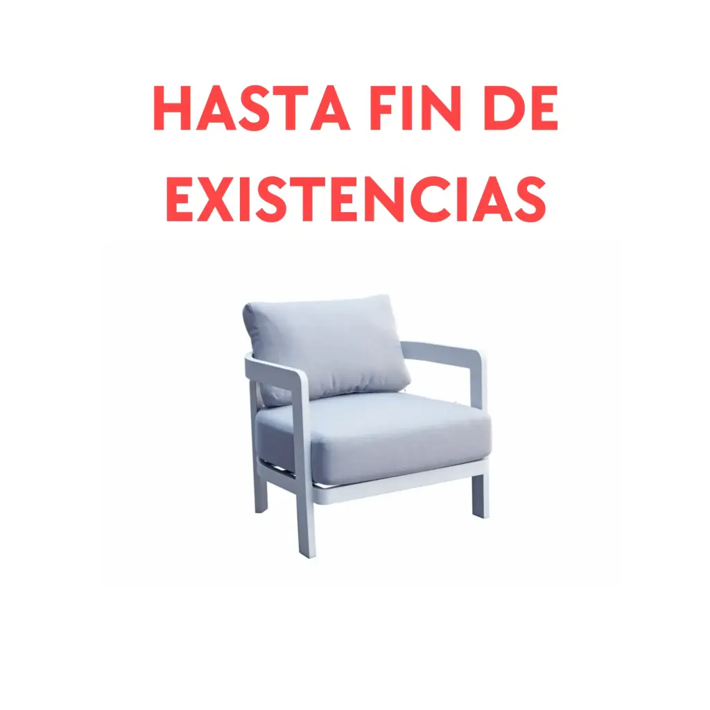 Sofá de 1 plaza Babylon aluminio blanco y textil gris medio