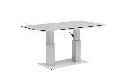 Mesa elevable Isabela 140x75x50/74  aluminio blanco con cristal cerámico gris claro