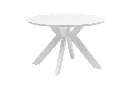 Table ronde Bais Ø 120x75 cm aluminium blanc et plateau en porcelaine beige