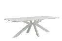Rectangular table Bais 240x100 cm white aluminium and beige ceramic top