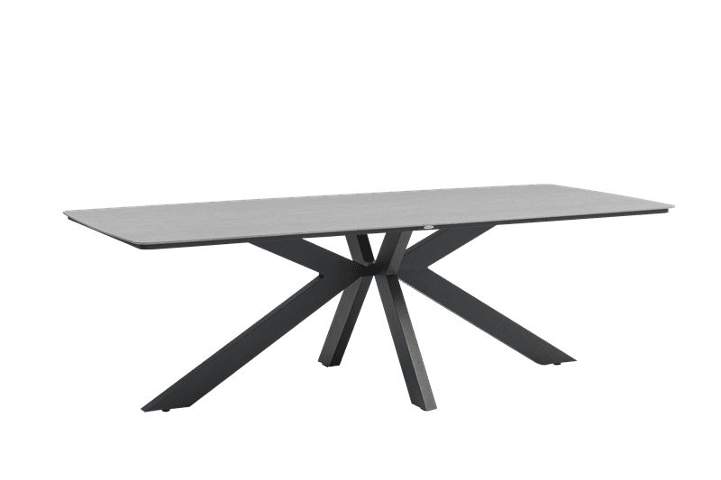 Table rectangulaire Bais 240x100 cm aluminium anthracite et plateau céramique gris moyen