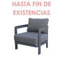 Babylon 1-seater sofa in anthracite grey aluminium and dark grey fabric