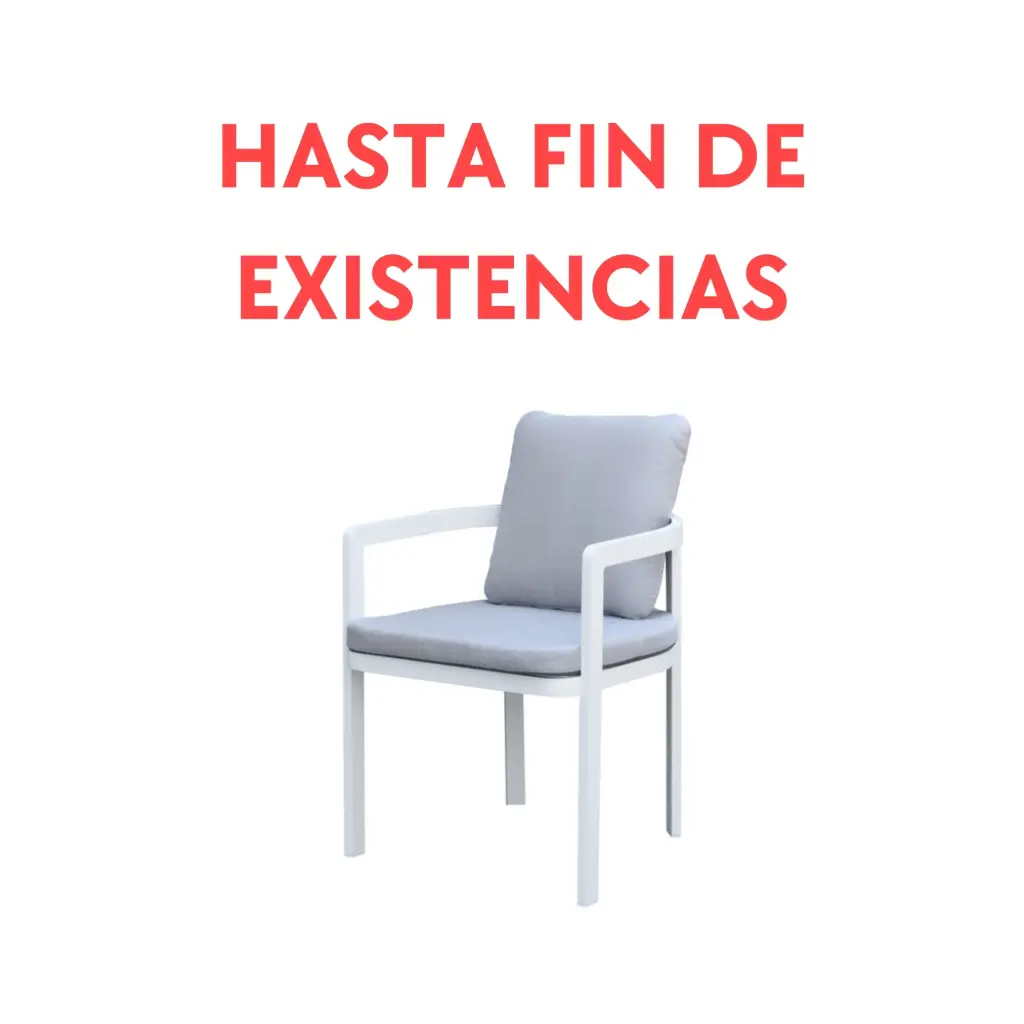 Sillón de comedor Babylon aluminio blanco y textil gris medio