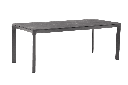 Mesa de jantar Boori 200x90 cm, tampo em alumínio antracite e porcelanato preto.