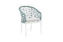 Chaise de salle à manger Nelayan en aluminium blanc et corde aqua