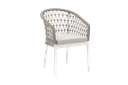 Silla de comedor Nelayan aluminio blanco cuerda greige