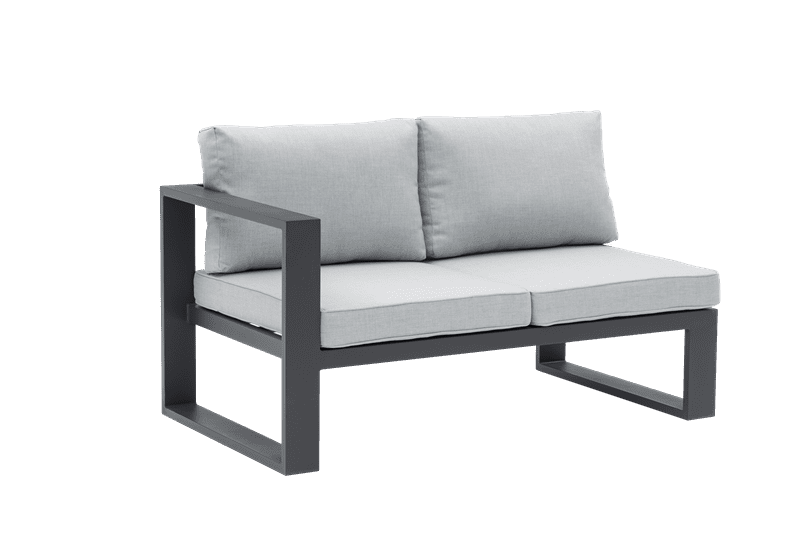 2-seater module Niland left arm anthracite aluminium and medium grey cushioning