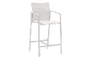 Tabouret de bar ORICK, en aluminium et tissu blanc.