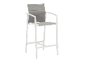 Tabouret de bar ORICK en aluminium blanc et textilène gris.