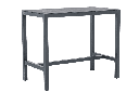 Mesa alta Meridian, 130x70 cm, em alumínio antracite com tampo em cerâmica cinza antracite.