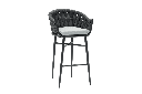 Bar stool Meridian aluminium and anthracite rope bar stool with medium grey cushion