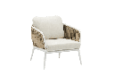 Sofa 1 plaza Irvine Aluminio blanco. Cuerda taupe cojin  beige
