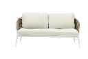 Sofá 2 plazas Irvine aluminio blanco cuerda taupe cojín beige