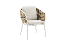 Dining chair Irvine aluminium white rope taupe beige cushion beige cushion