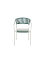 Appelton chair with armrests in white aluminium and aqua braiding