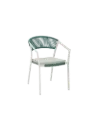 Chaise avec accoudoirs Appelton aluminium blanc et tressage aqua