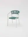 Silla con brazos Appelton aluminio blanco bone y trenzado aqua 
